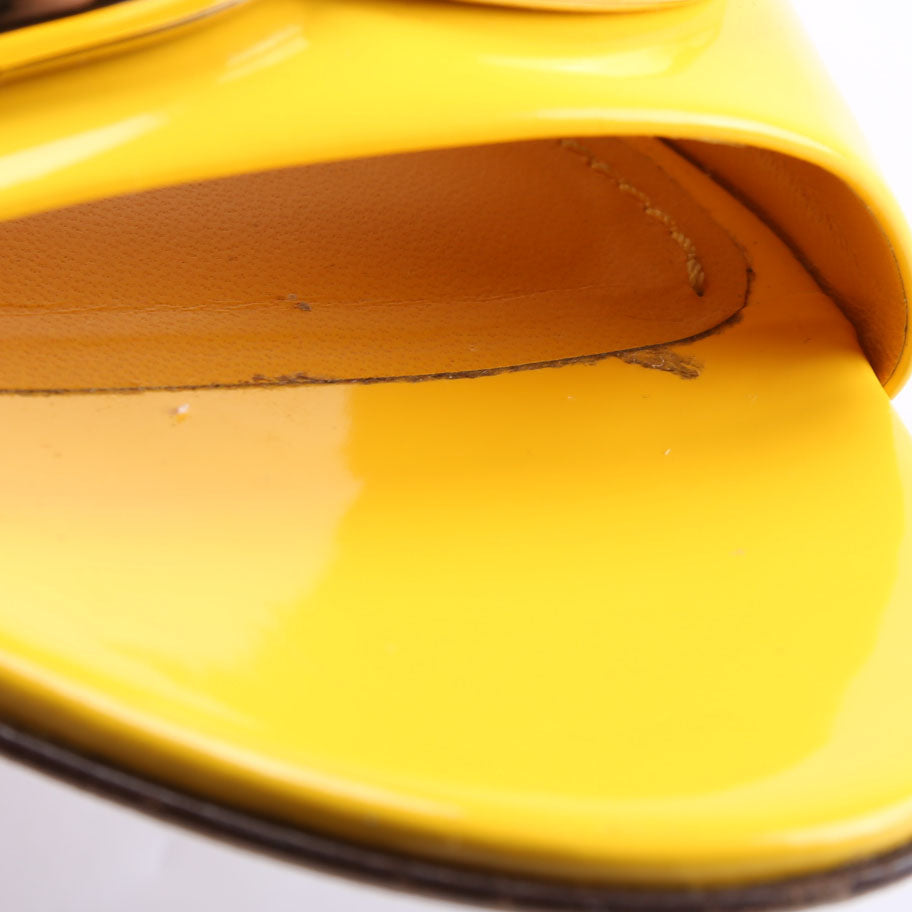 DG Logo Patent Leather Sandals Size 39.5 Yellow