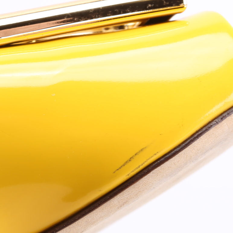 DG Logo Patent Leather Sandals Size 39.5 Yellow