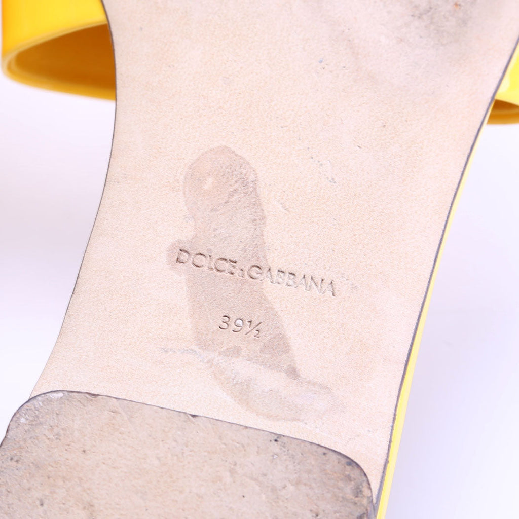 DG Logo Patent Leather Sandals Size 39.5 Yellow