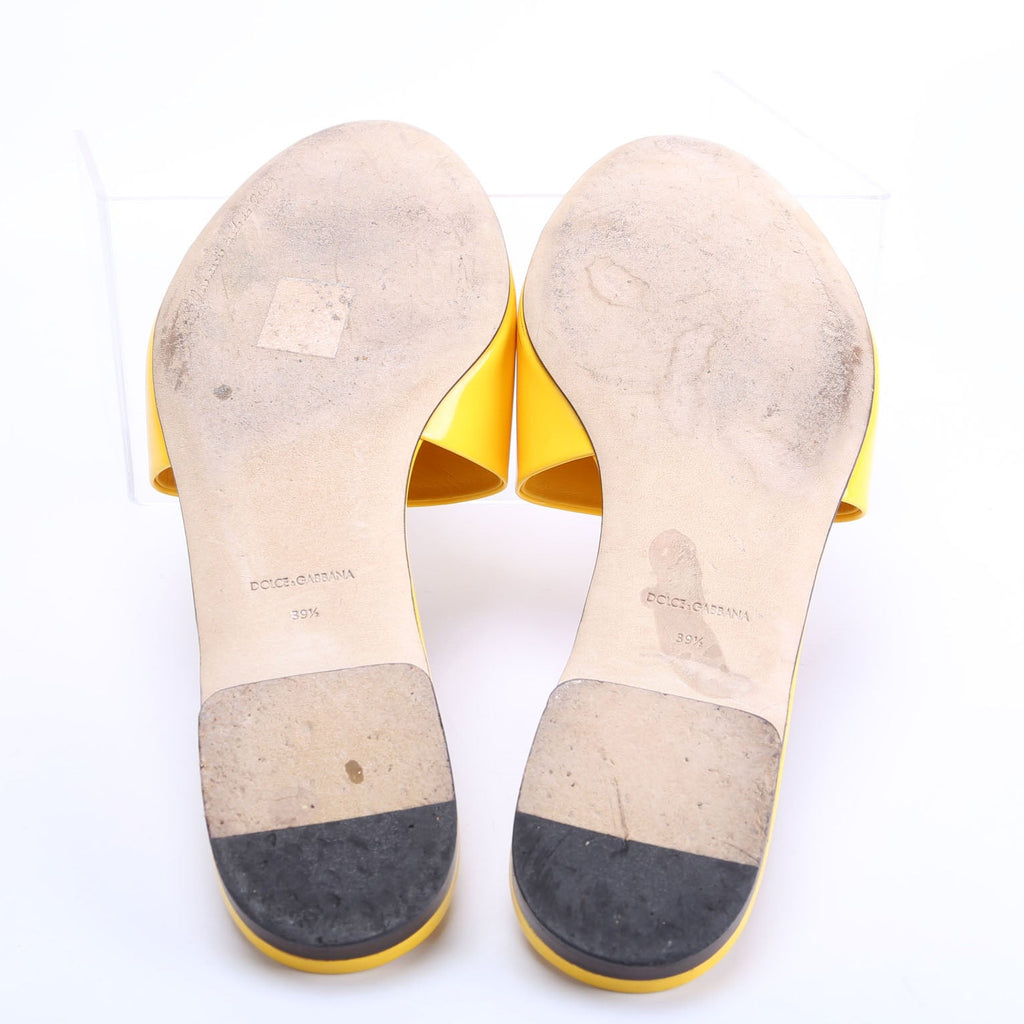 DG Logo Patent Leather Sandals Size 39.5 Yellow