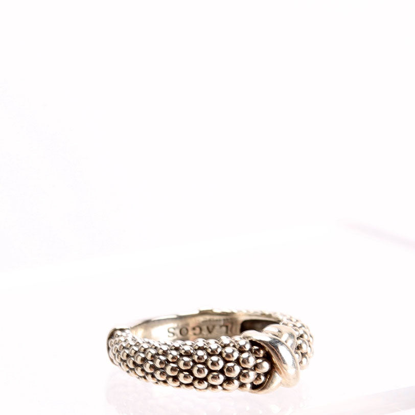 X Caviar Bead Ring 925 Size 6