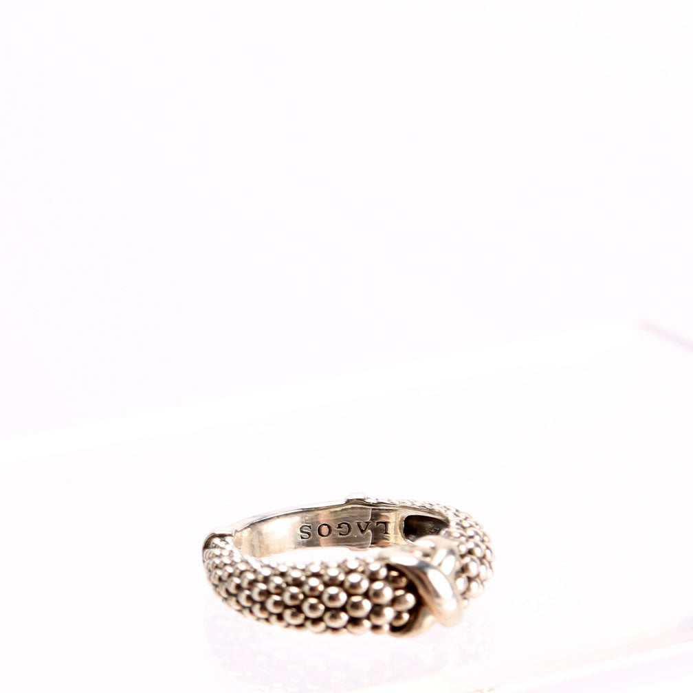 X Caviar Bead Ring 925 Size 6