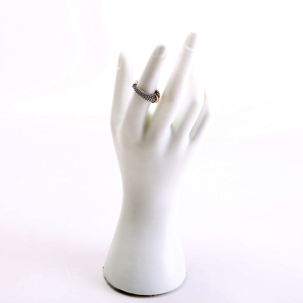 X Caviar Bead Ring 925 Size 6
