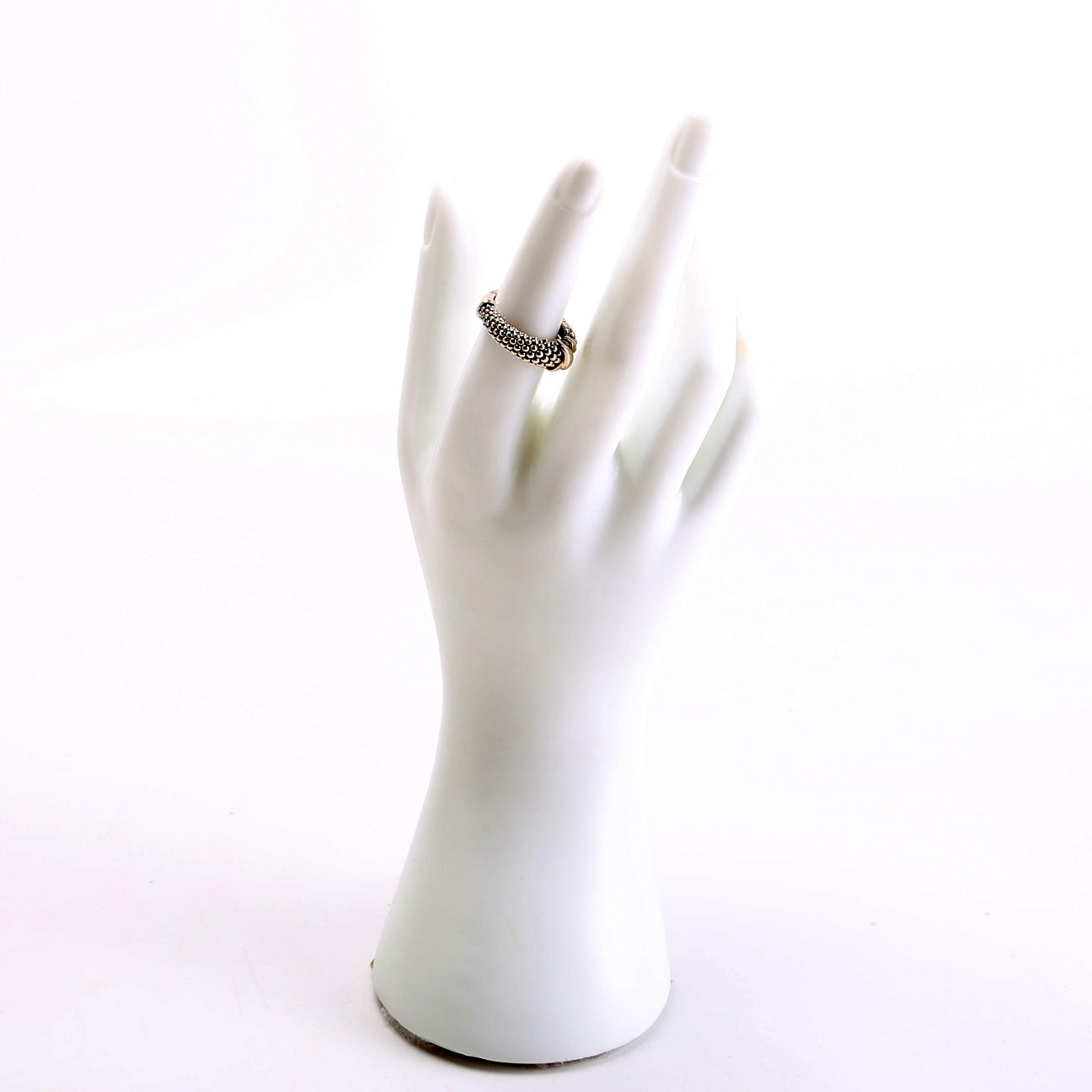 X Caviar Bead Ring 925 Size 6