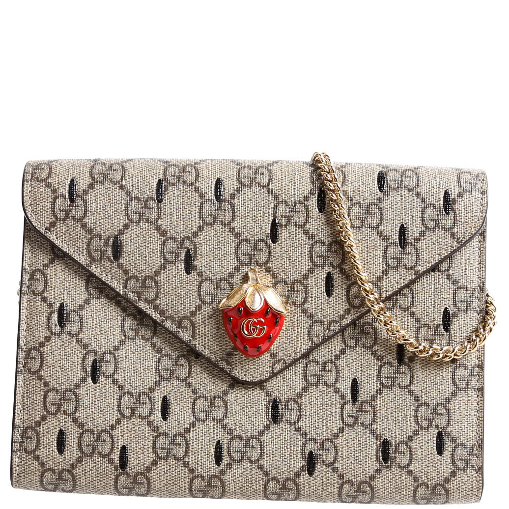Gucci 726249 GG Supreme Wallet On Chain Strawberry
