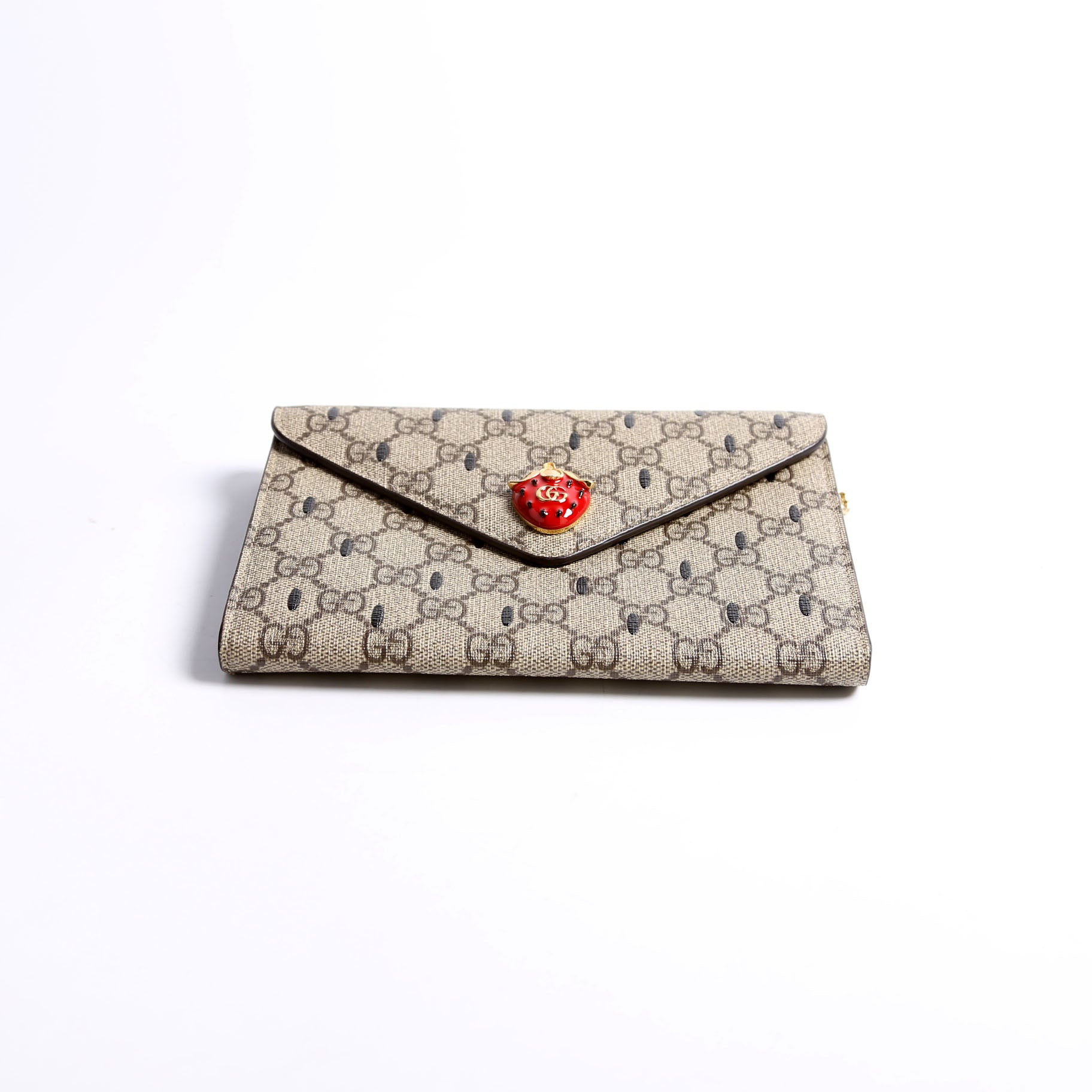 Gucci 726249 GG Supreme Wallet On Chain Strawberry
