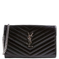 SAINT LAURENT Grain De Poudre Chain Wallet 377828 Black