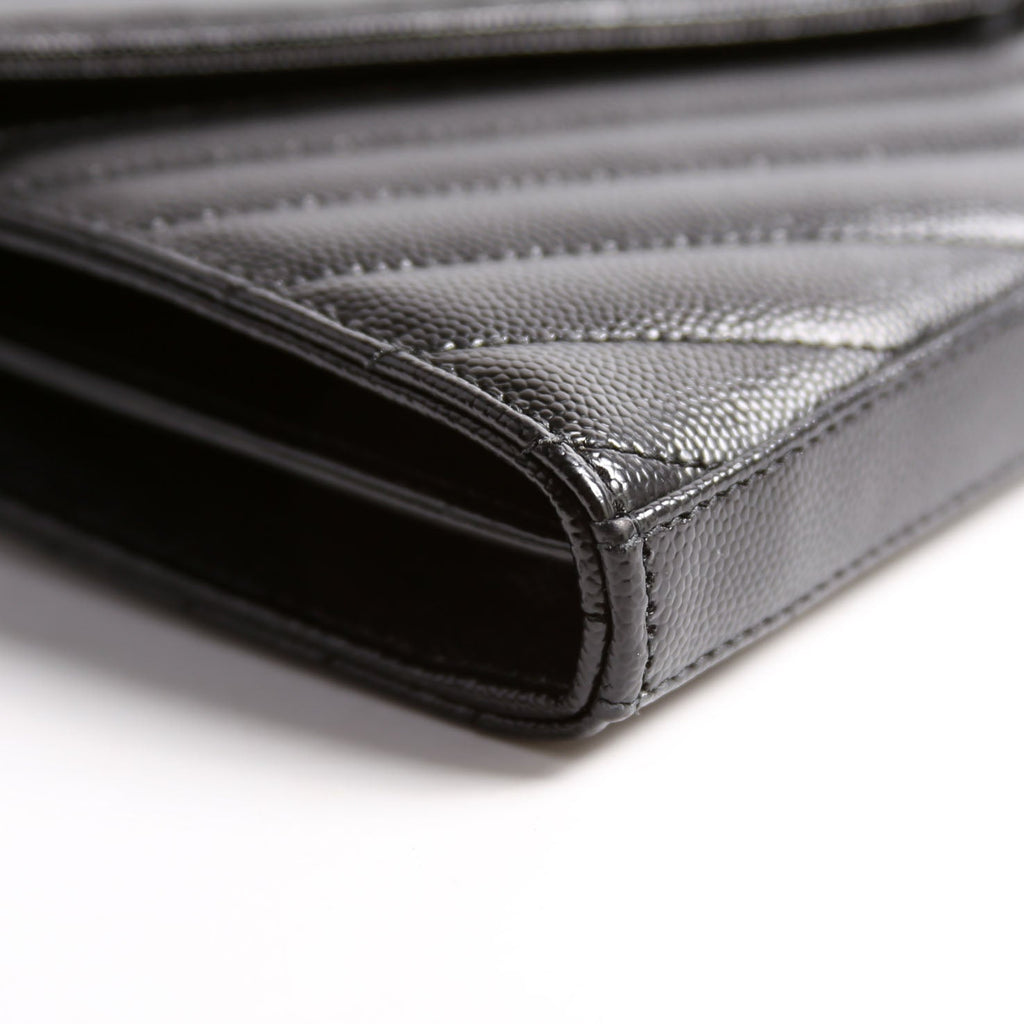 SAINT LAURENT Grain De Poudre Chain Wallet 377828 Black