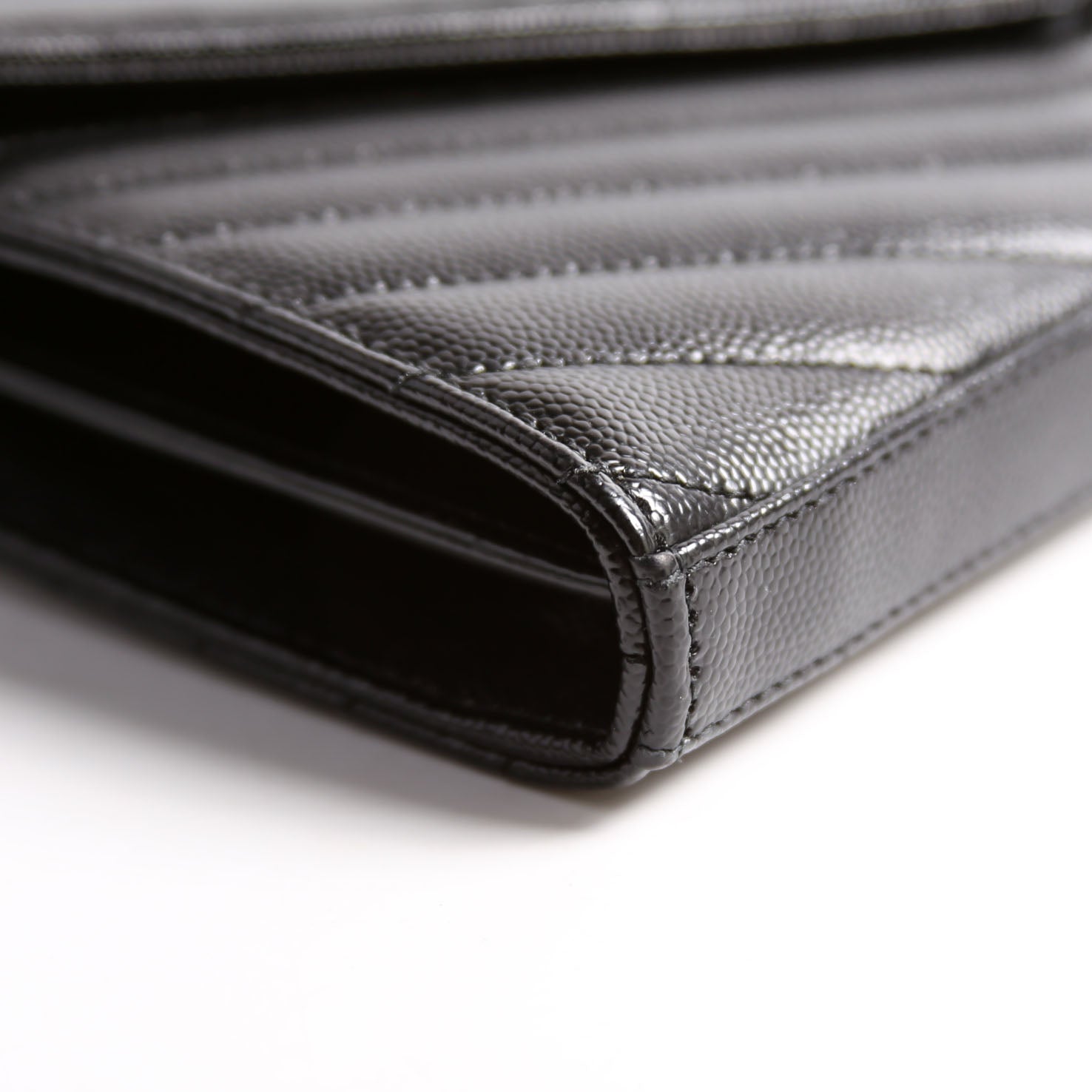 SAINT LAURENT Grain De Poudre Chain Wallet 377828 Black