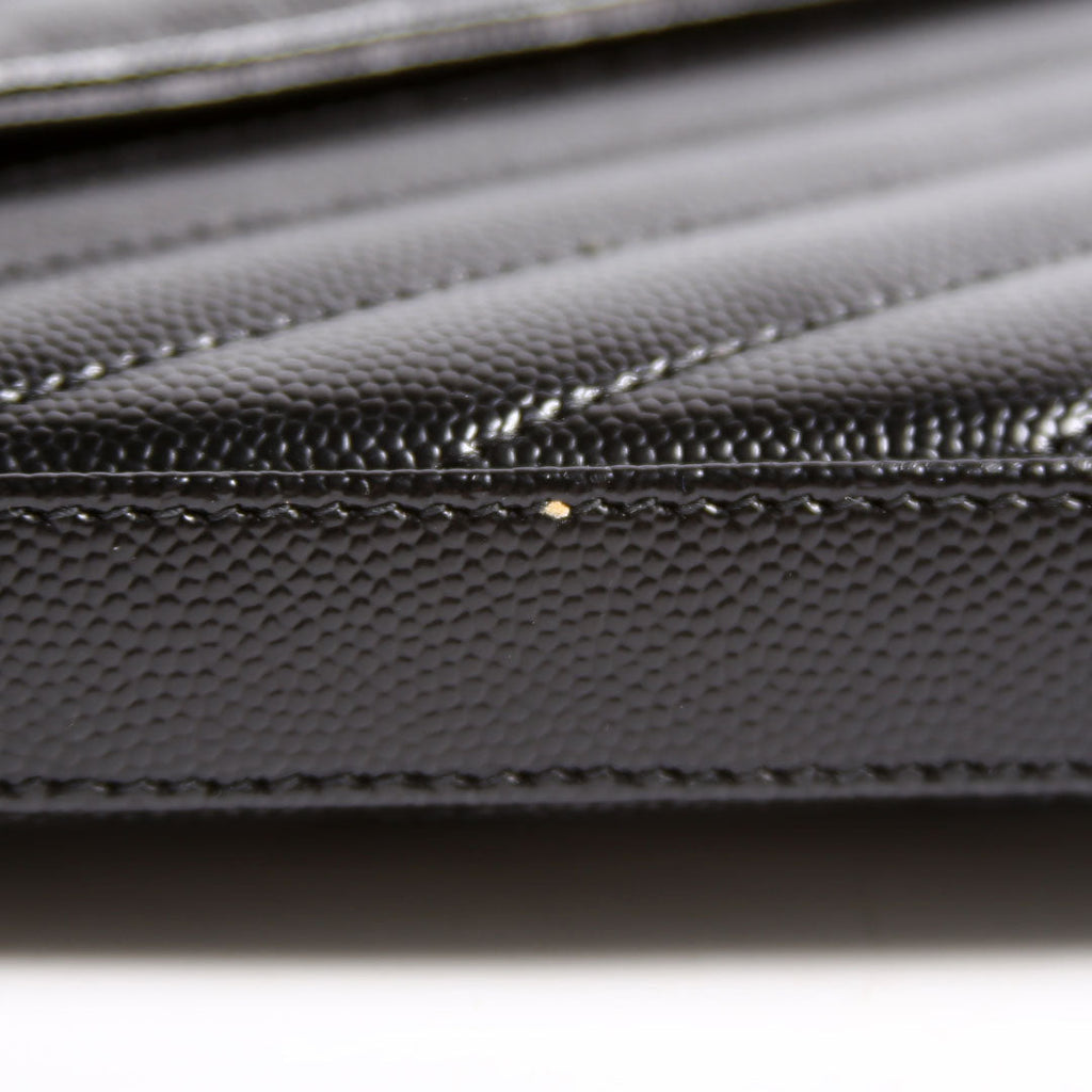 SAINT LAURENT Grain De Poudre Chain Wallet 377828 Black