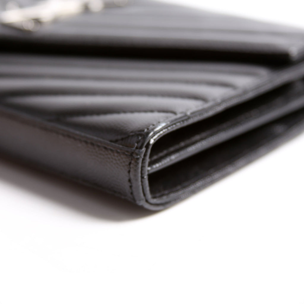 SAINT LAURENT Grain De Poudre Chain Wallet 377828 Black