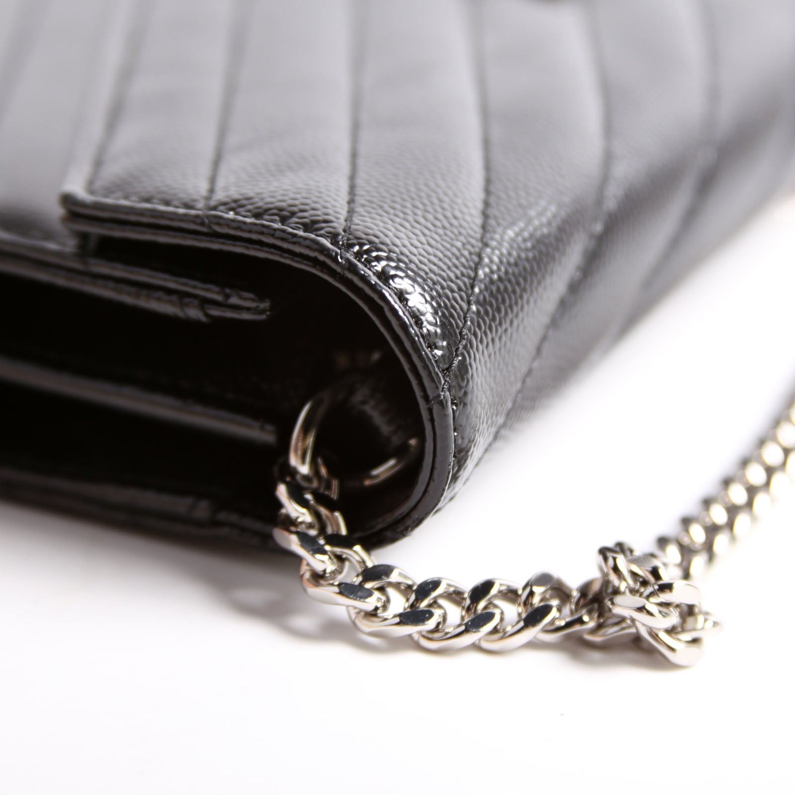SAINT LAURENT Grain De Poudre Chain Wallet 377828 Black