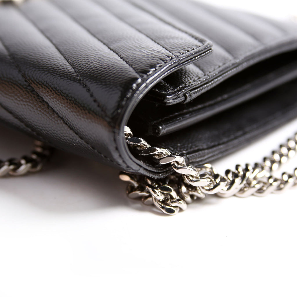 SAINT LAURENT Grain De Poudre Chain Wallet 377828 Black