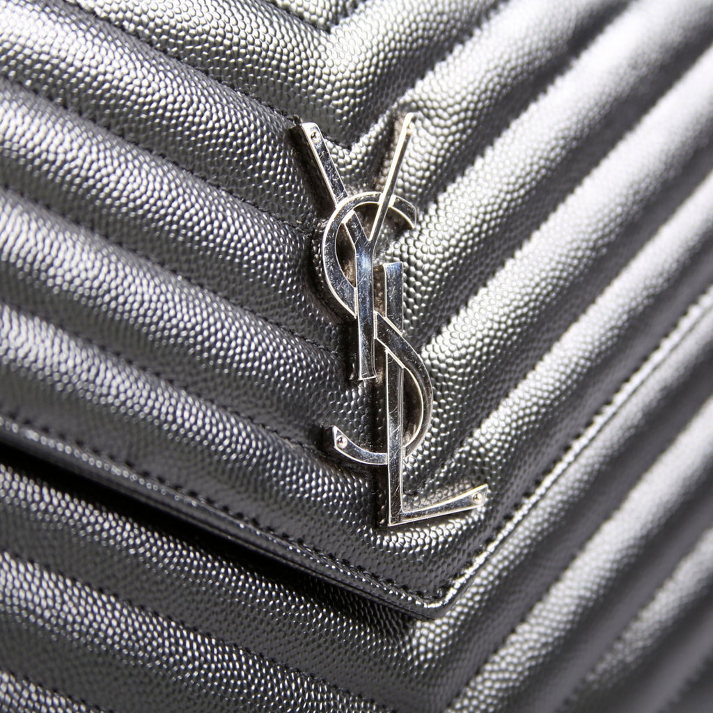 SAINT LAURENT Grain De Poudre Chain Wallet 377828 Black