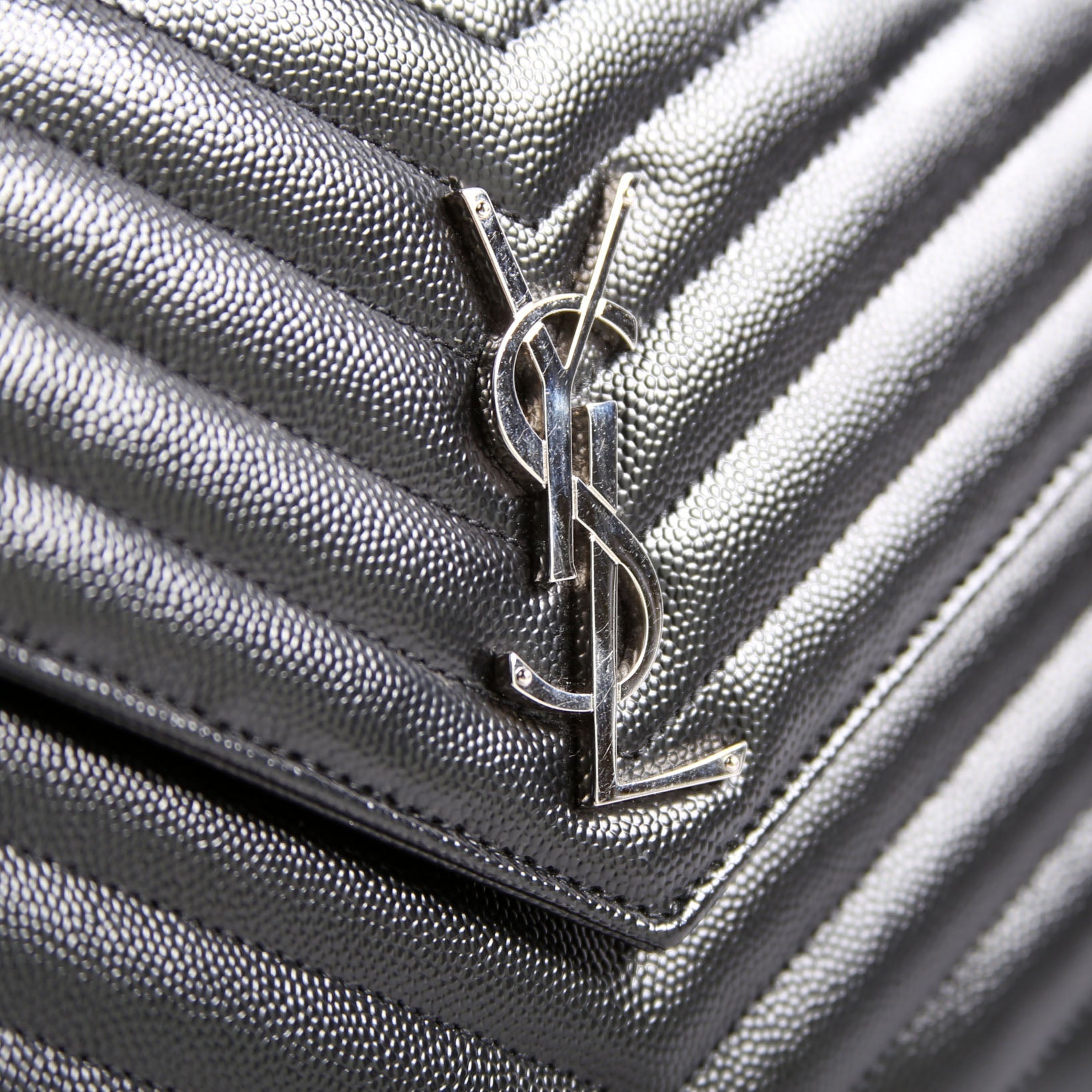SAINT LAURENT Grain De Poudre Chain Wallet 377828 Black