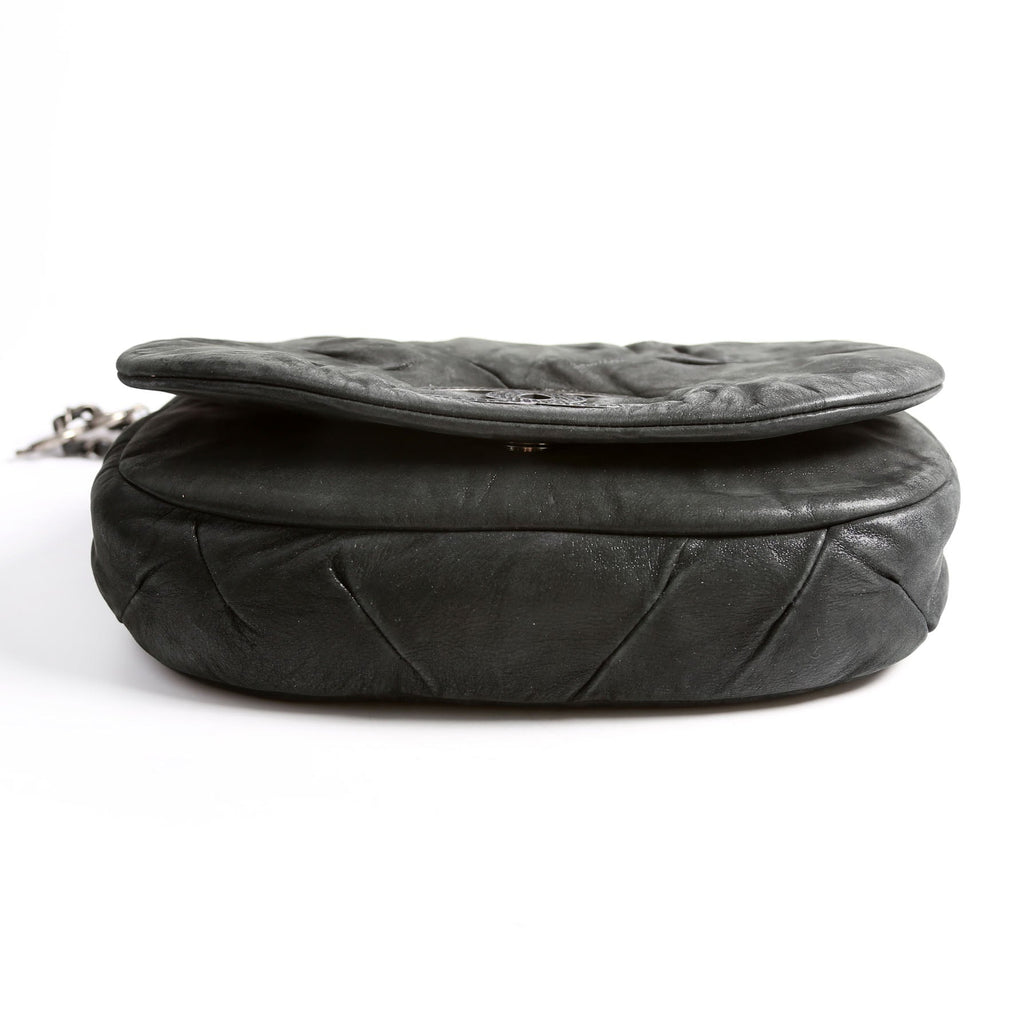 Glint Accordion Flap Iridescent Calfskin Black