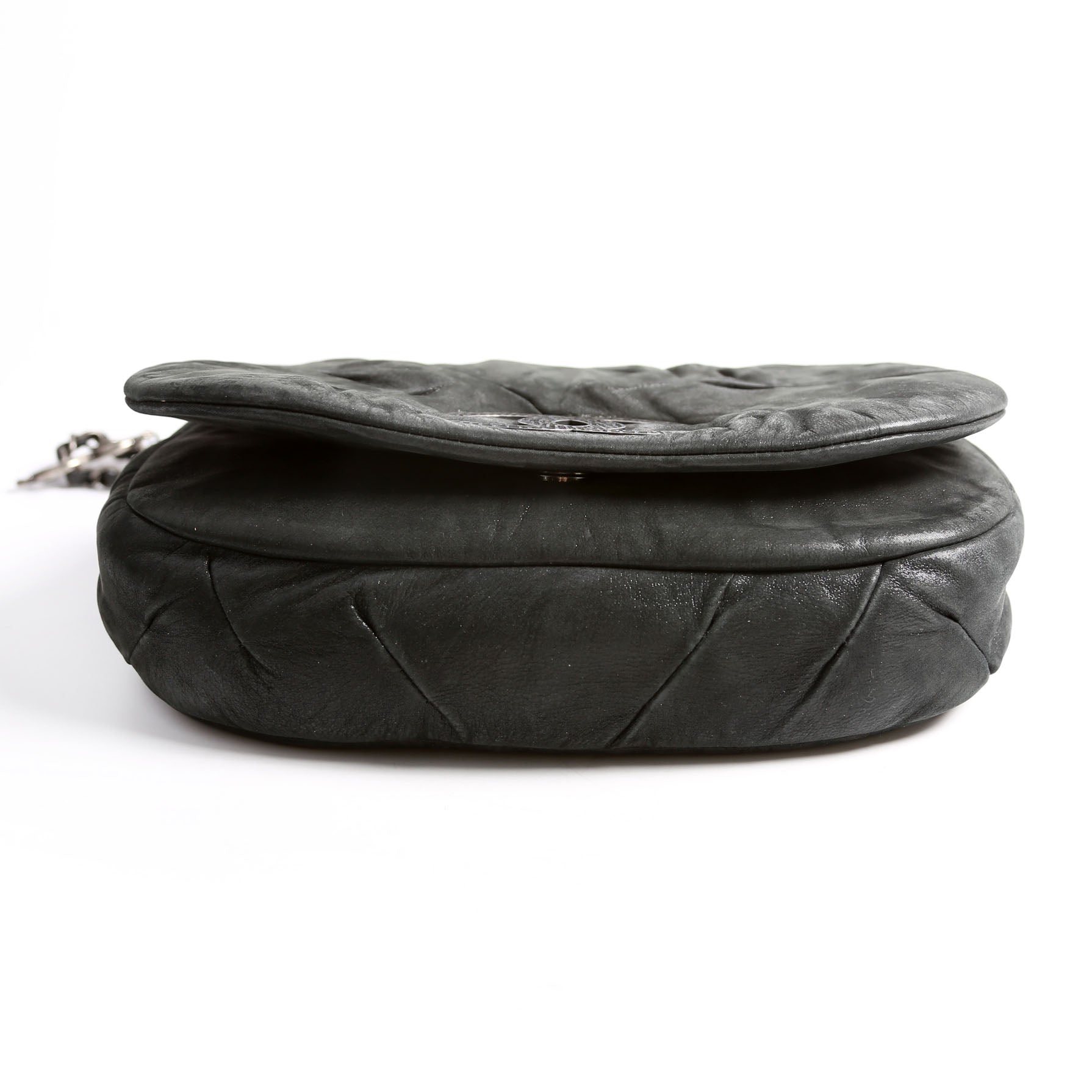 Glint Accordion Flap Iridescent Calfskin Black