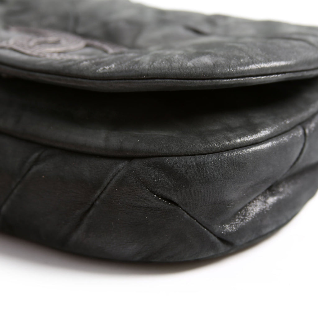 Glint Accordion Flap Iridescent Calfskin Black