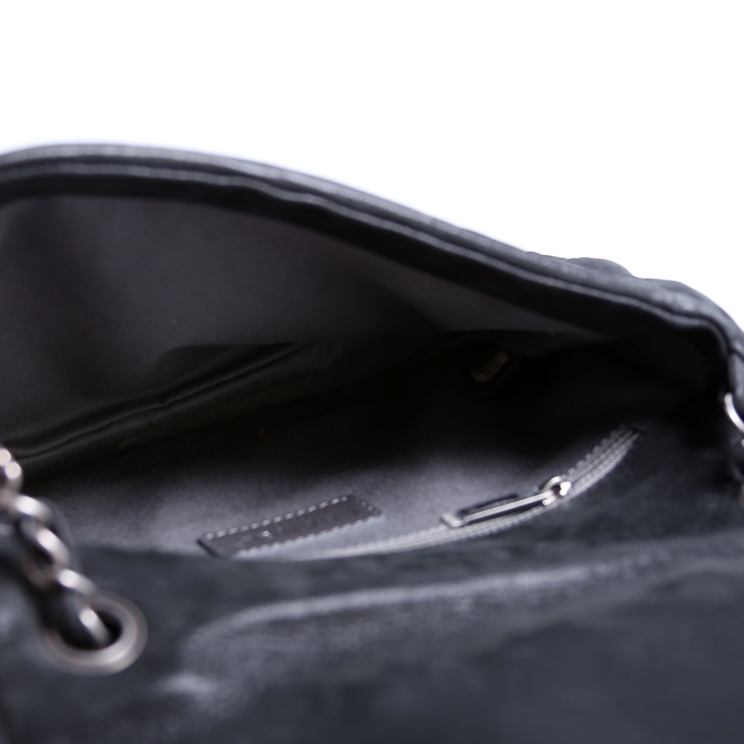 Glint Accordion Flap Iridescent Calfskin Black