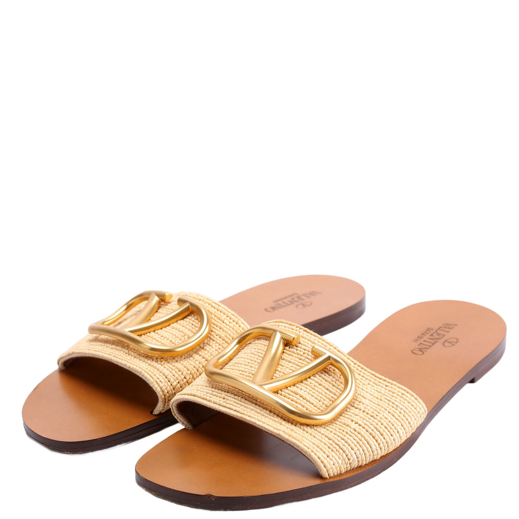 Vlogo Raffia Slide Sandals Size 37.5