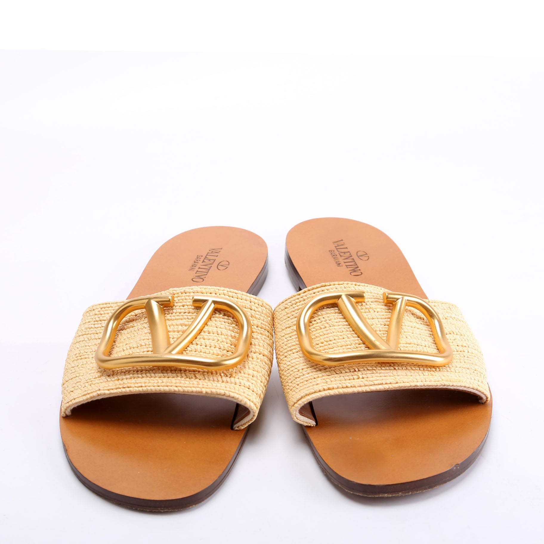 Vlogo Raffia Slide Sandals Size 37.5