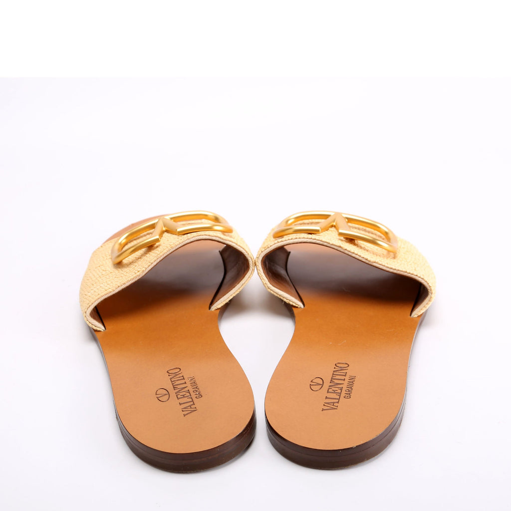 Vlogo Raffia Slide Sandals Size 37.5