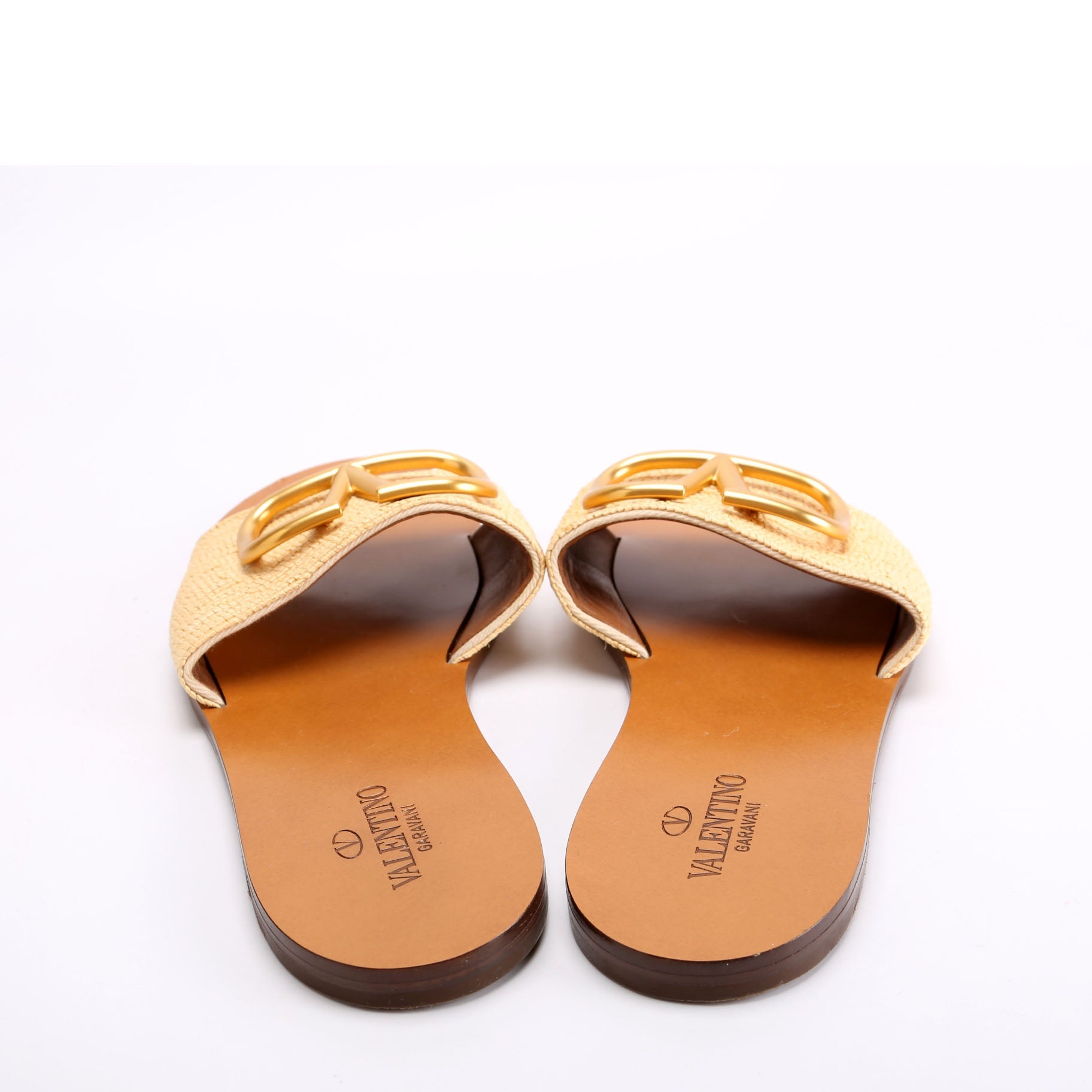 Vlogo Raffia Slide Sandals Size 37.5