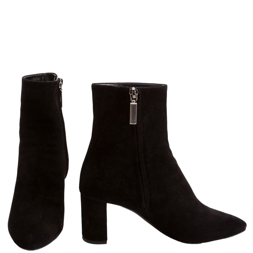 SAINT LAURENT LouLou Suede Ankle Boots Size 36.5 Black