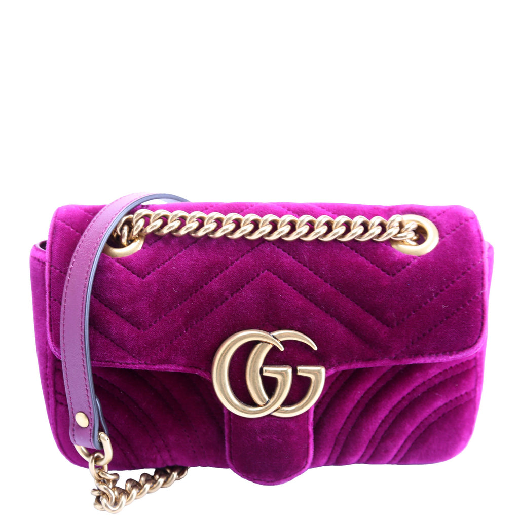 446744 Marmont Velvet Shoulder Mini Flap Purple