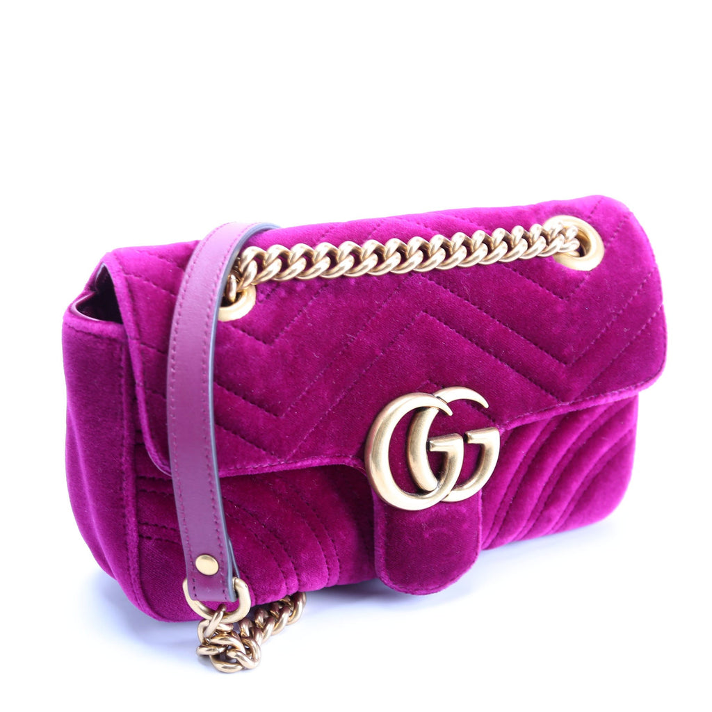 446744 Marmont Velvet Shoulder Mini Flap Purple