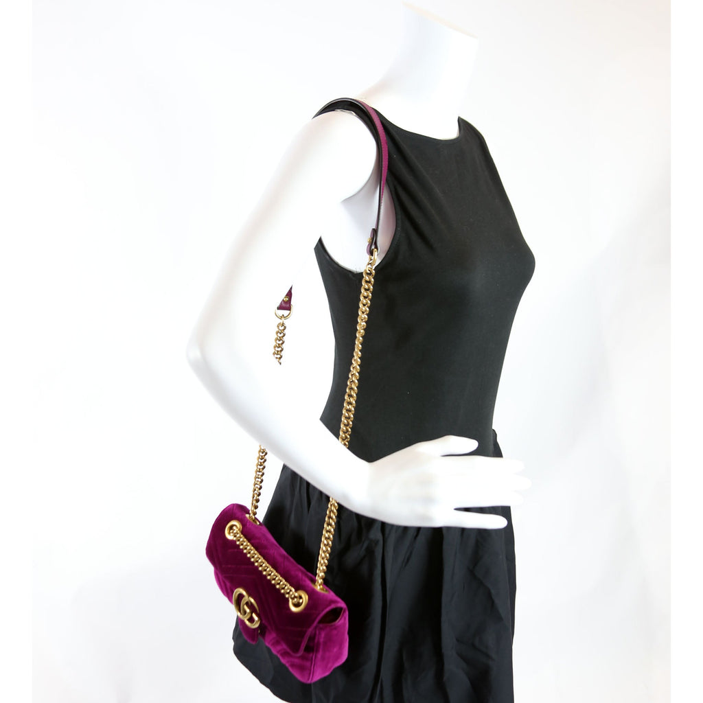 446744 Marmont Velvet Shoulder Mini Flap Purple