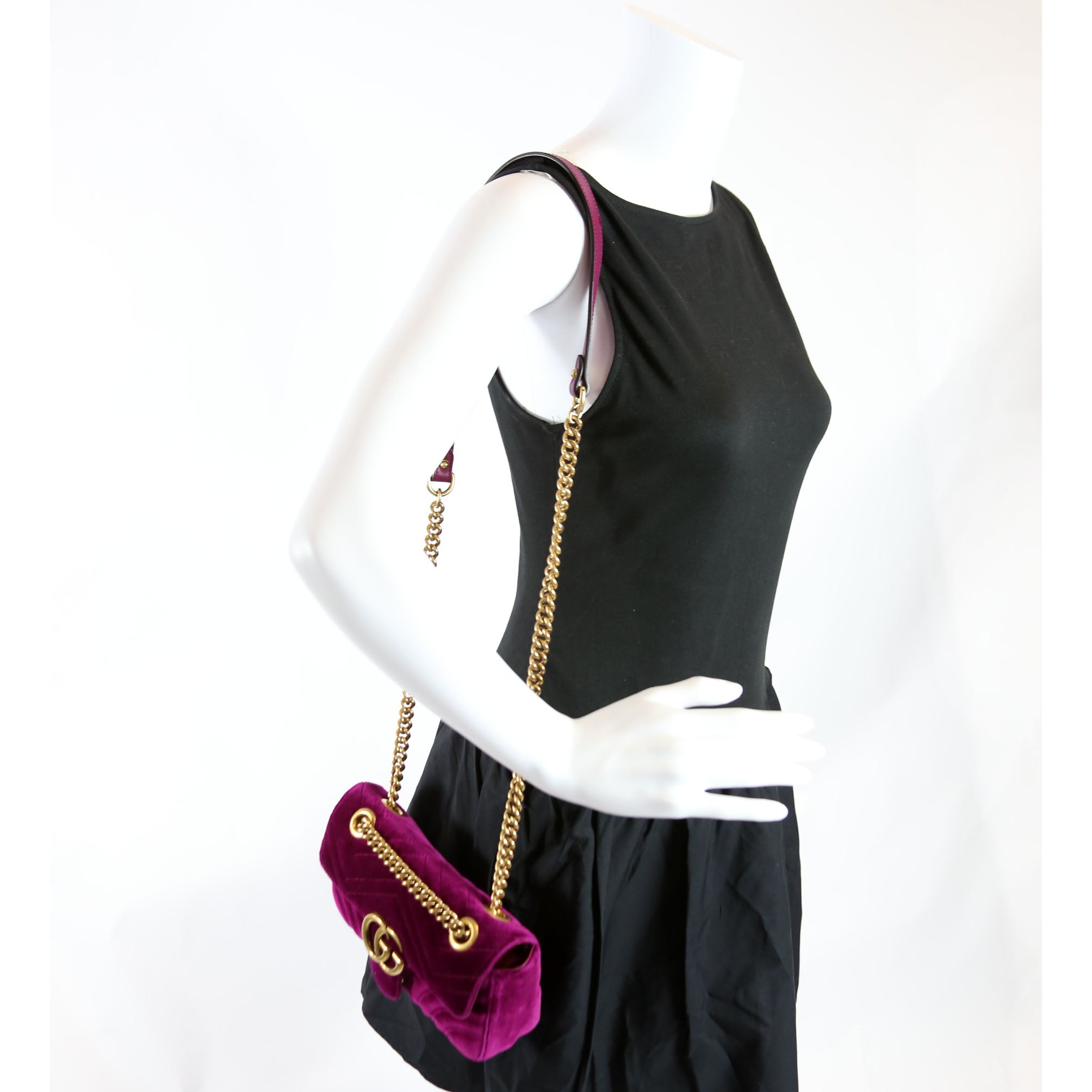 446744 Marmont Velvet Shoulder Mini Flap Purple