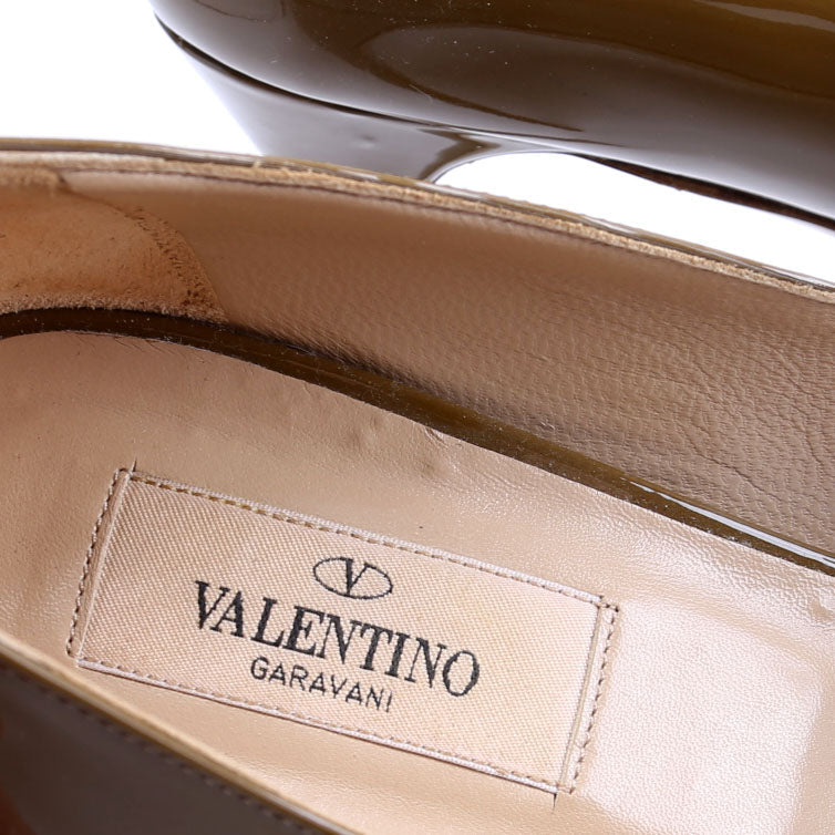 Bow Patent Platform Pumps Size 39 Olive Green