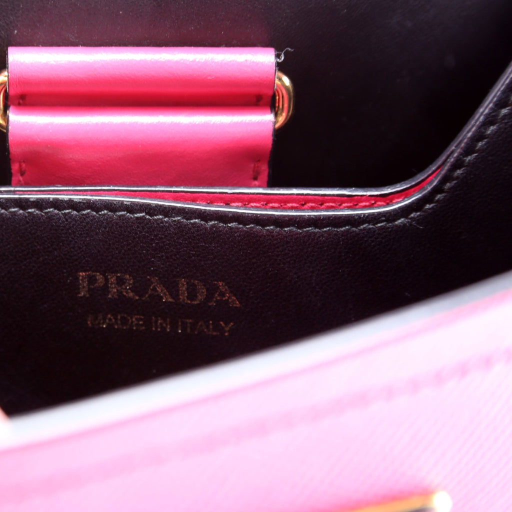 Prada 1BA217 Saffiano Cuir Small Panier Bag Pink