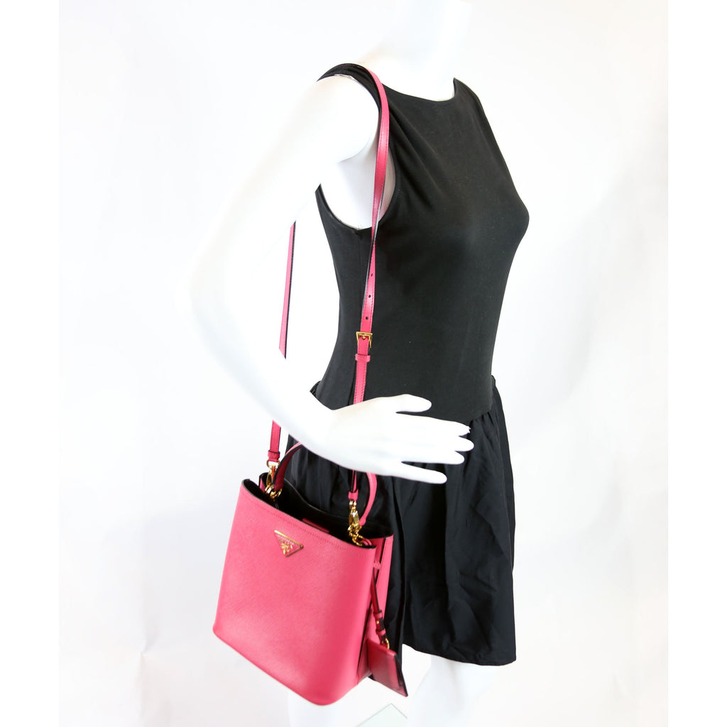 Prada 1BA217 Saffiano Cuir Small Panier Bag Pink