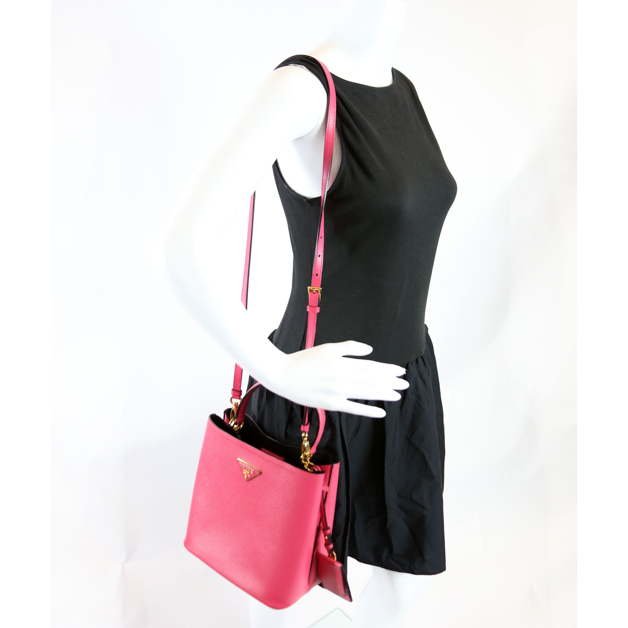 Prada 1BA217 Saffiano Cuir Small Panier Bag Pink