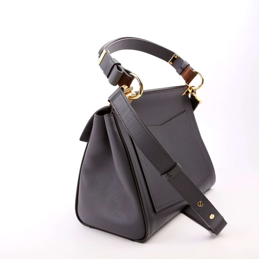 Mystic Small Leather Shoulder Bag Grey