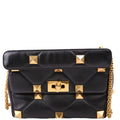 Roman Stud Medium Shoulder Bag Black