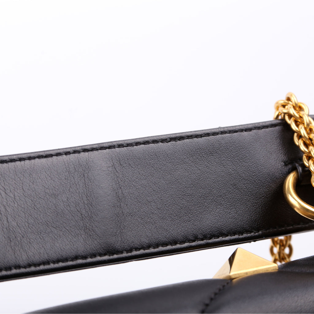 Roman Stud Medium Shoulder Bag Black