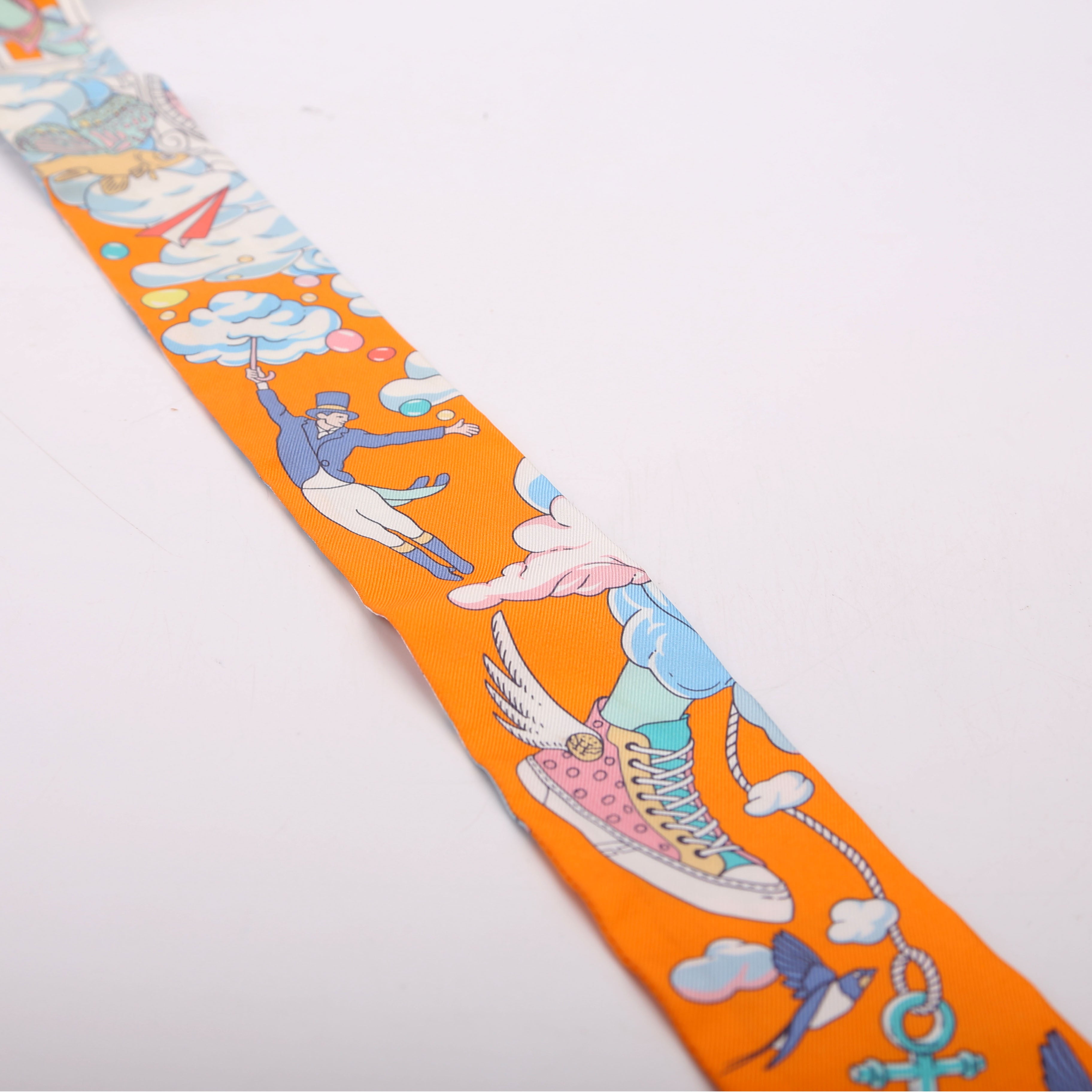 Sur Mon Nuage Twilly Silk Scarf Orange