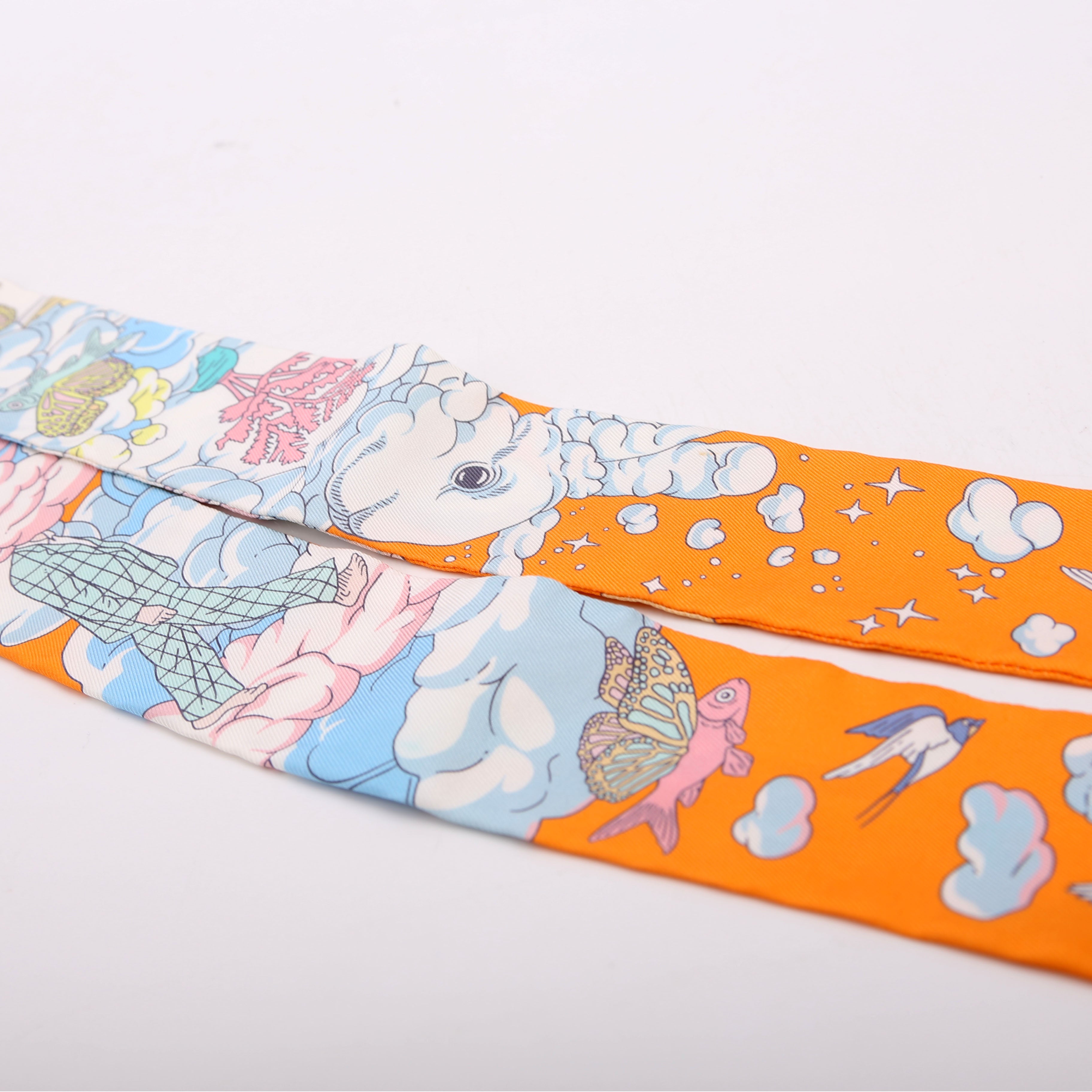 Sur Mon Nuage Twilly Silk Scarf Orange