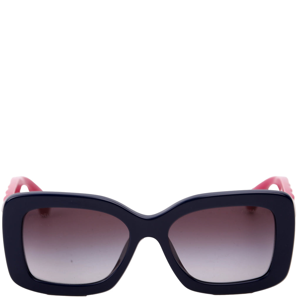 5483-A CC Quilted Acetate Sunglasses Navy/Purple