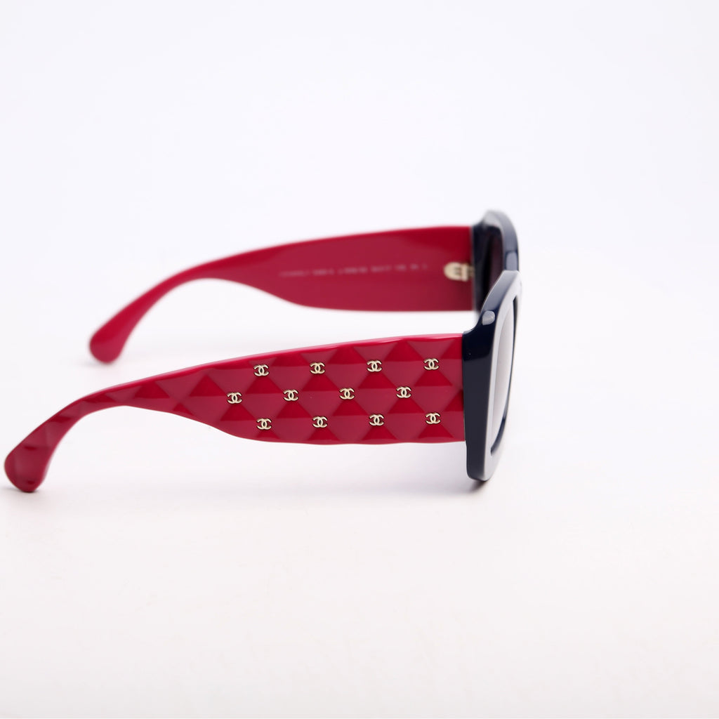 5483-A CC Quilted Acetate Sunglasses Navy/Purple