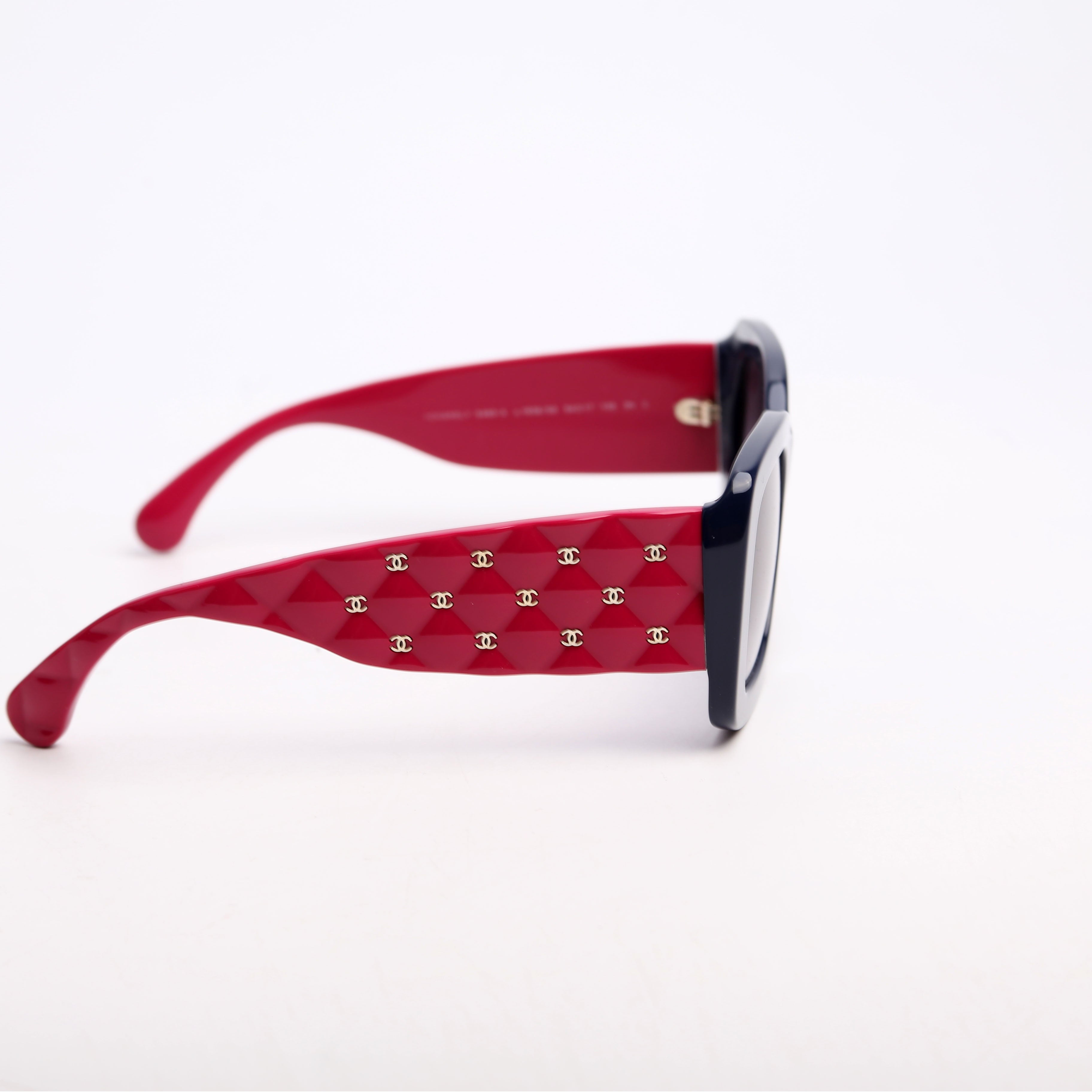 5483-A CC Quilted Acetate Sunglasses Navy/Purple