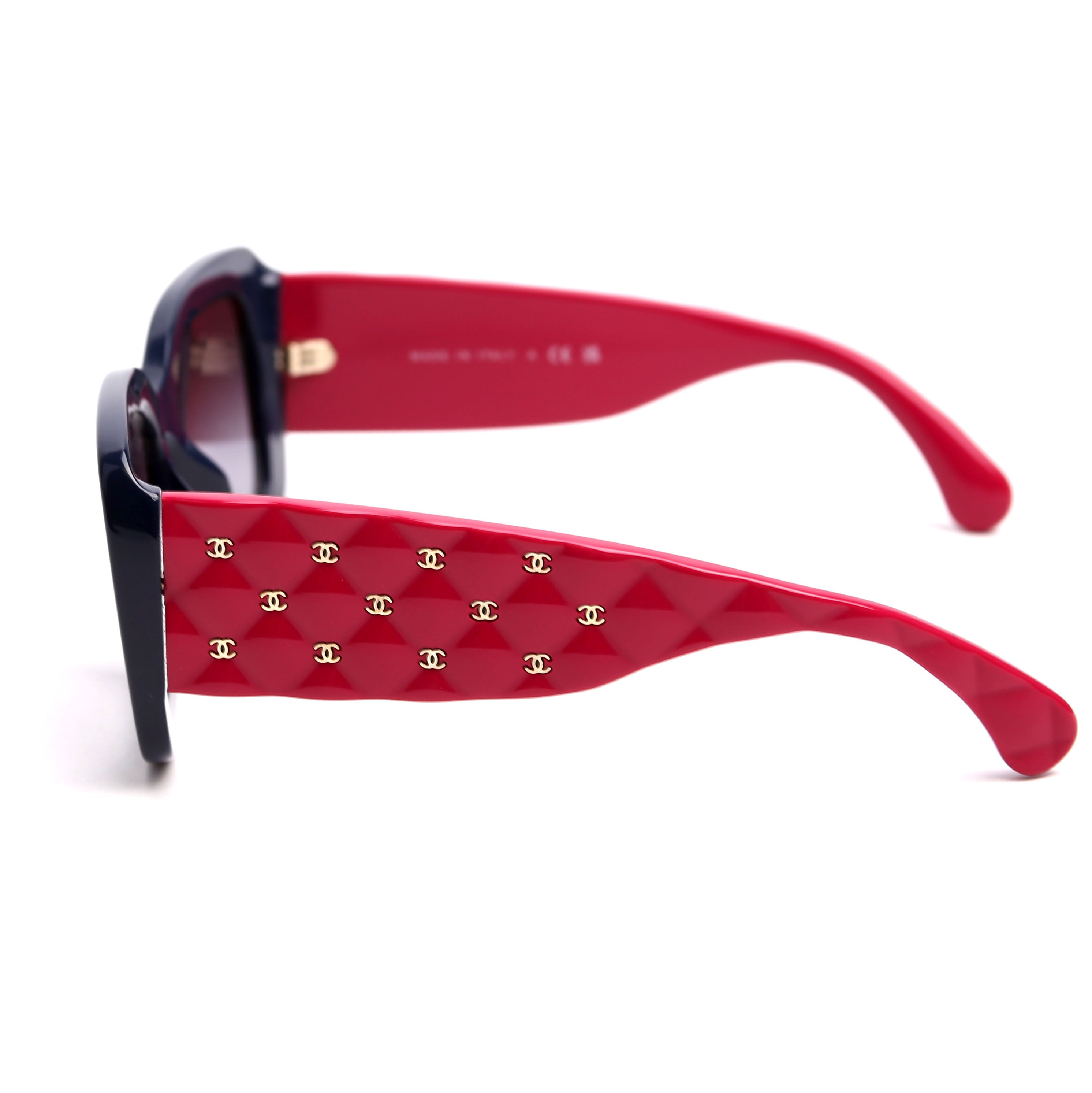 5483-A CC Quilted Acetate Sunglasses Navy/Purple