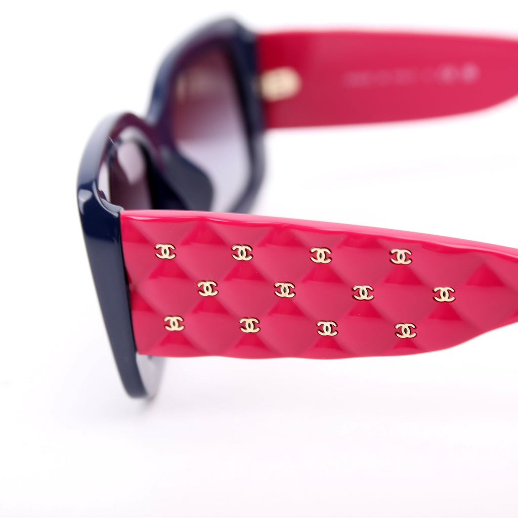 5483-A CC Quilted Acetate Sunglasses Navy/Purple