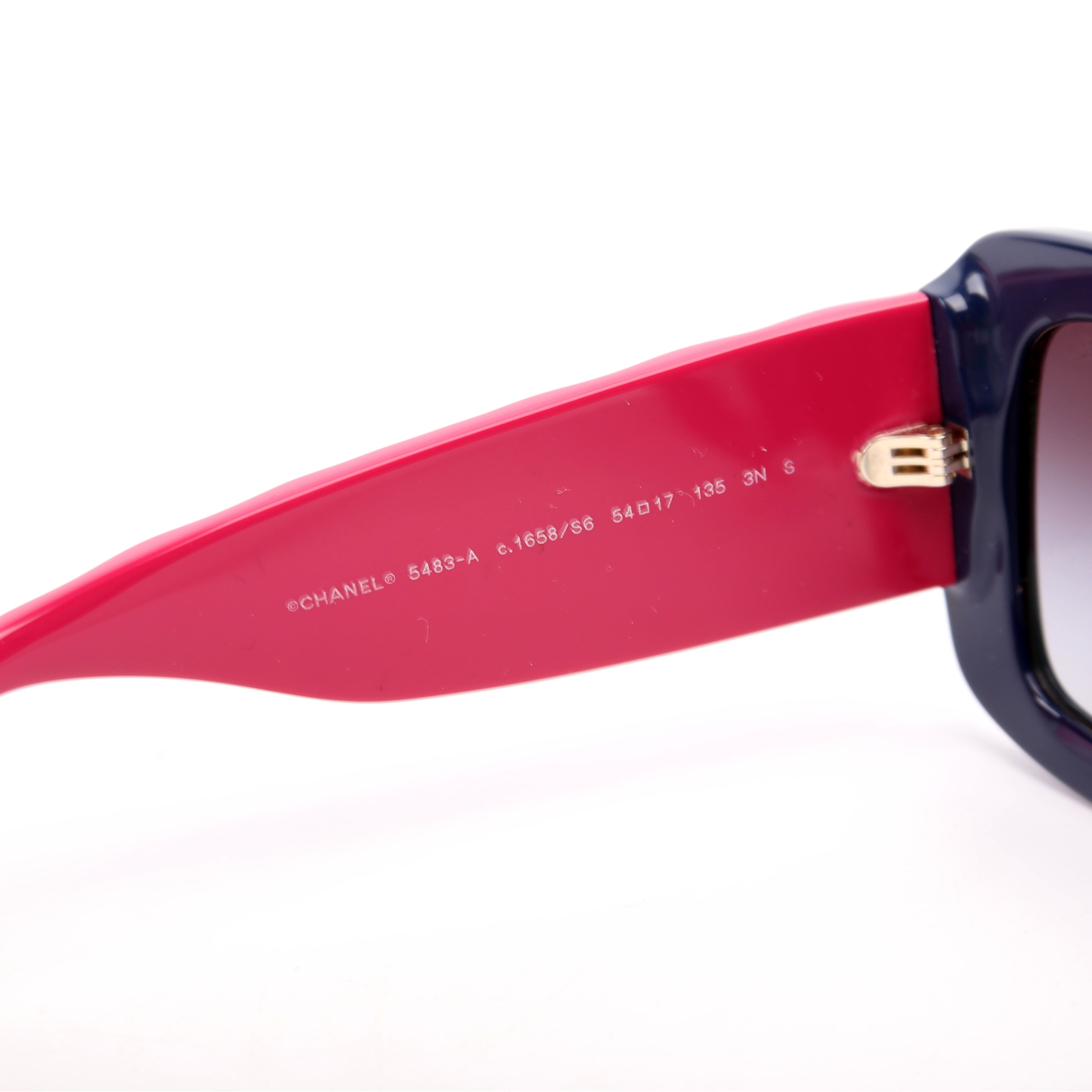 5483-A CC Quilted Acetate Sunglasses Navy/Purple