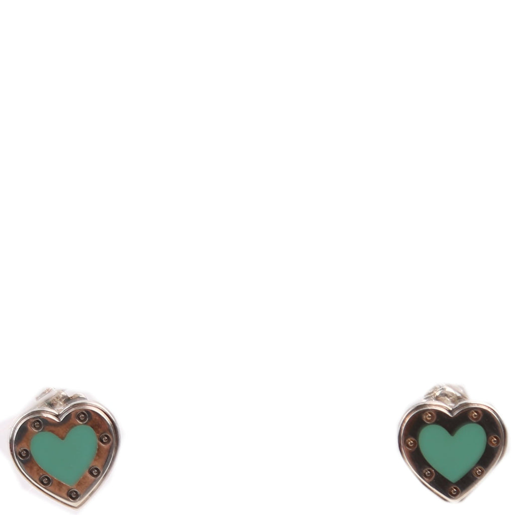 Love Heart Enamel Studs 925 Silver/Blue