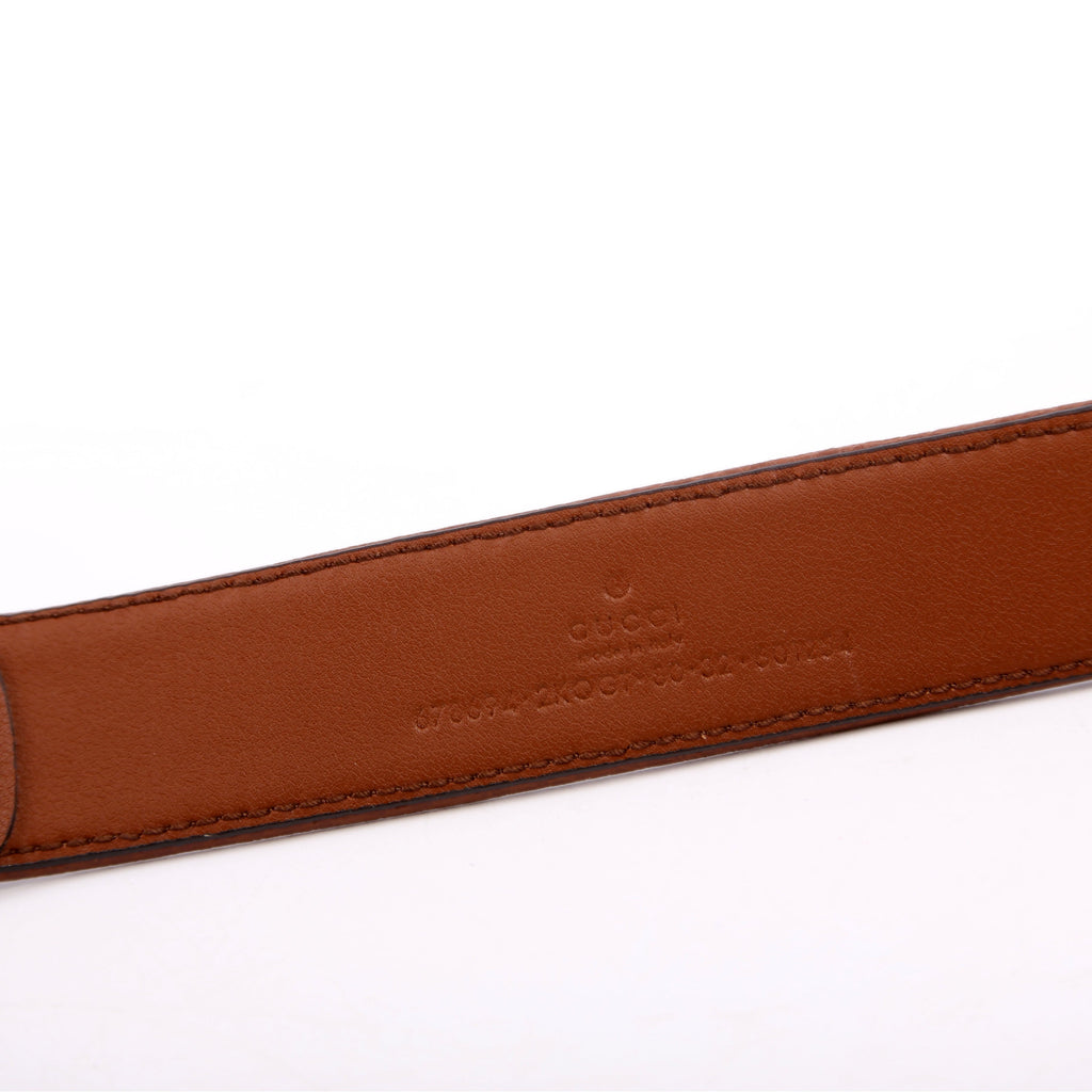 678694 New Denim GG Monogram Calfskin Belt Size 80/32