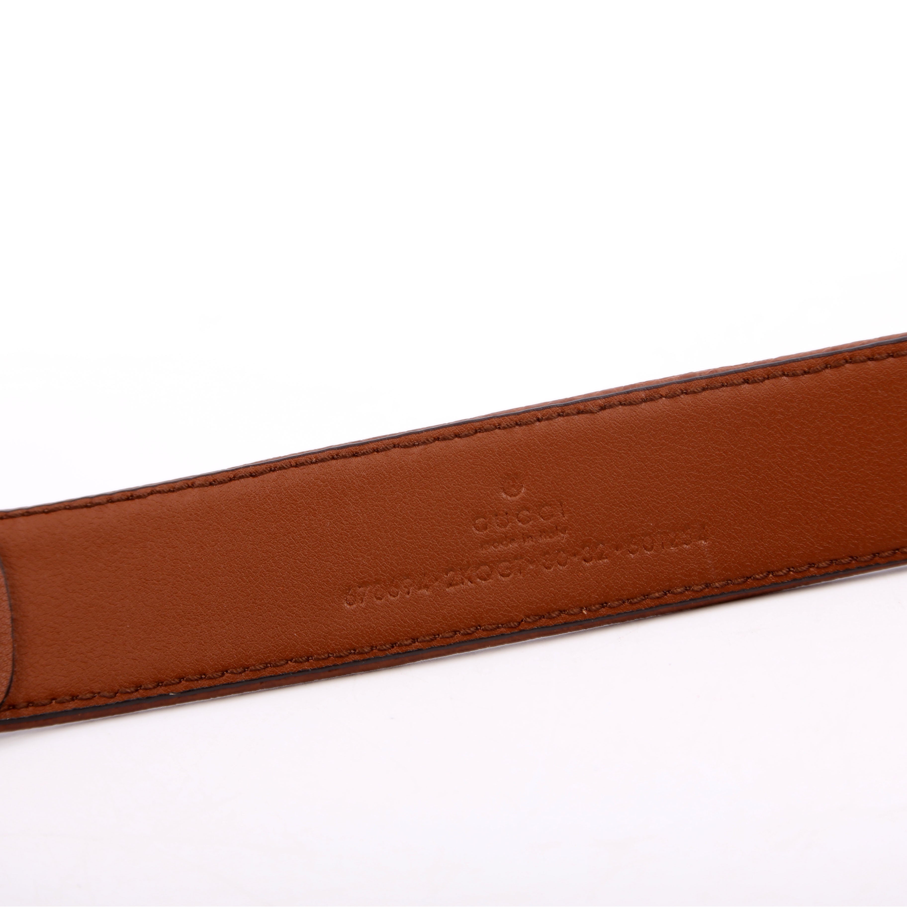 678694 New Denim GG Monogram Calfskin Belt Size 80/32